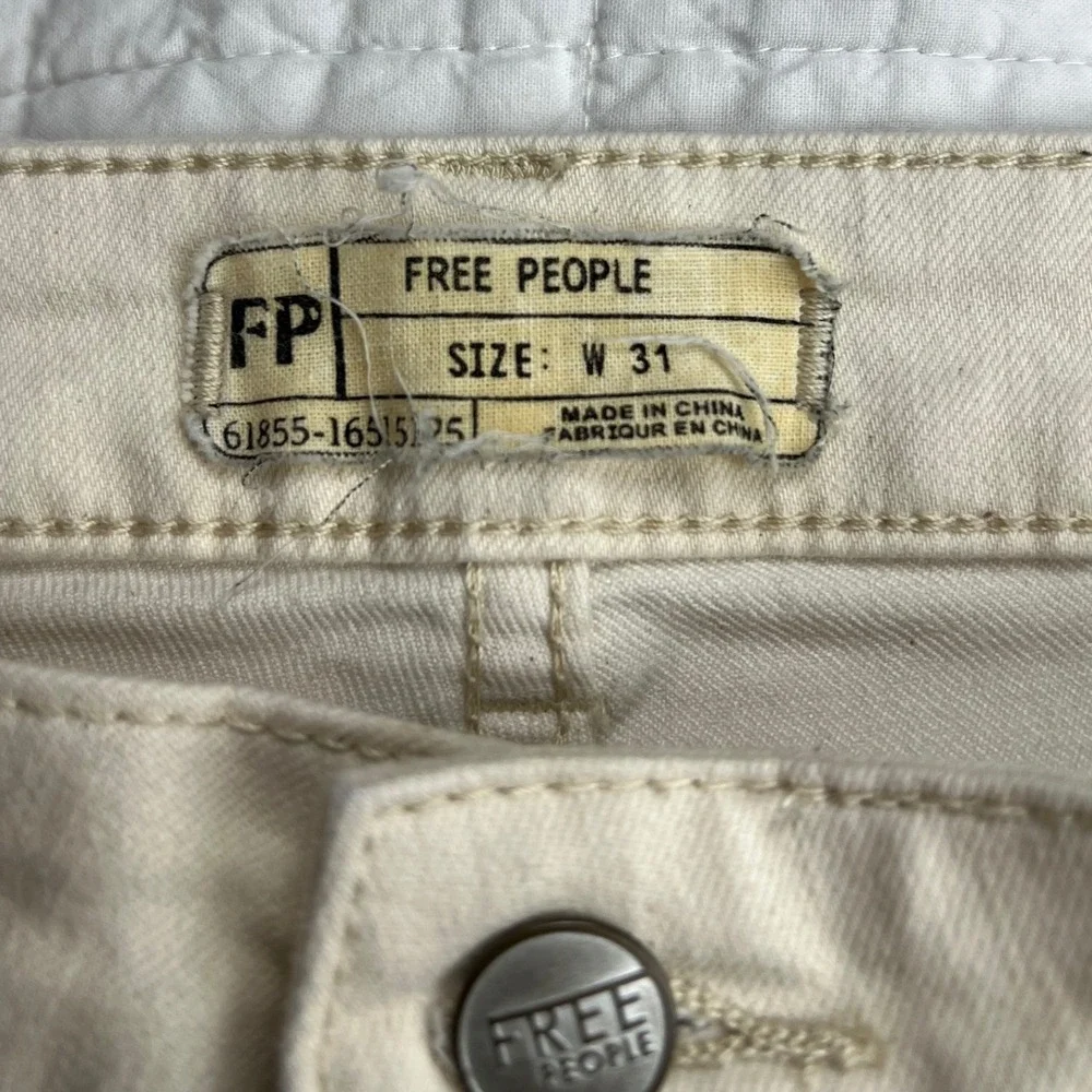 Free People Tuxedo Side Stripe Skinny Jeans Off White Black 31 61855-16515125